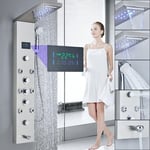 LED Shower Panel Column Tower Stainless Steel Mixer Tap Rain Massage Body Jets