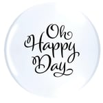 Qualatex 12867 Simply Oh Happy Day Top-print White 11"/ 11-inch Round Latex Party Balloons (Pack of 50)