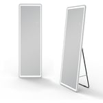 Acezanble - Miroir sur pied rectangulaire 50 x 160cm, Miroir lumineux 3 Couleurs + Dimmable