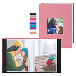 Lanpn Album Photo 10x15 Mini Petit Format 100 Pochette 2 Paquets, Lin Tissu Album pour Vertical Photos (Rose)