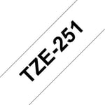 Brother TZe-251 etikettape, 24 mm, svart på vit