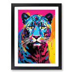 Panther Pop Framed Wall Art Print, Ready to Hang Picture for Living Room Bedroom Home Office, Black A2 (48 x 66 cm)