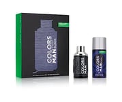 Benetton Black from United Colors Eau de toilette 100 ml + déodorant 150 ml – Longue durée – Parfum jeune, moderne et décontracté – Notes de boisé d'ambre, d'agrumes et de vanille – Idéal pour la