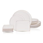 Karaca Santo Gold New Bone 18-Piece Dinner Set for 6 People - 18-Piece Crockery Set with Plates and Bowls Set, New Generation Bone China, Round Dinnerware Set & White Gold Dinner Set