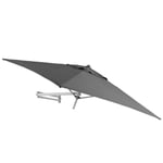 EASYSOL Parasol Mural, Carré 200x200cm, Déporté Inclinable avec Support Mural et Cadre Aluminium, Gris foncé