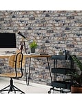 Fresco Navy/Red Industrial Distressed Brick Wallpaper