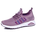 Women Casual Sneakers Spring Summer Fashion Breathable Weaving Mesh Lace Up Low Top Light Soft Bottom Anti Skid Ladies Running Shoes Purple