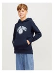 Jack & Jones Junior Kam Varsity Branding Sweat Hoodie - Sky Captain Navy, Navy, Size 16 Years