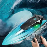 OBEST RC Bateau Telecommandé 2.4GHz Bateau,RC Racing Boat avec Lumière Éblouissante et 2 Batteries Anti - Collision,Bateau Jouet RC Boats Toy Piscine/Lac/Étang Jouets Cadeaux pour Adultes et Enfants