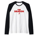 Bruce Lee The Dragon Flying Kick Silhouette Logo Raglan Baseball Tee