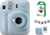 Digitalkamera Fujifilm Fujifilm Instant Camera Instax Mini 12 Pastell Blue + Sett Med Tilbehør (Etask, Album, Rammer Med Lapper) + Instax Mini Glossy (10P)