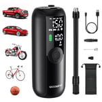 Woowind LP1 Gonfleur Pneus Voiture,150PSI Pompe a Velo,Compresseur à Air Portatif pour Voiture, Vélo, Arrêt Automatique avec Valve Presta et Schrader