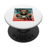 Bear boombox retro vintage sunglasses cool music paws detail PopSockets Adhesive PopGrip