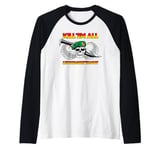 KILL EM ALL LET GOD SORT EM OUT military retro skull beret Raglan Baseball Tee