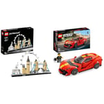 LEGO 21034 Architecture Skyline Model Building Set, London Eye, Big Ben & 76914 Speed Champions Ferrari 812 Competizione, Sports Car Toy Model Building Kit, 2023 Series, Collectible Race Vehicle Set