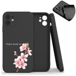 Coque noir Iphone 12 MINI fleur cerisier personnalisee