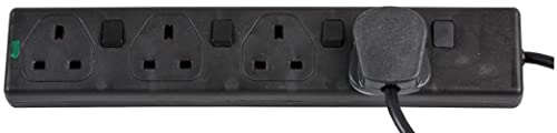 pro elec PELB1930 1 m Switched Surge Protected Extension Lead - Black