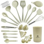 NestBlend Nonstick Biege Kitchen Utensils Set - 38 Pieces Kitchen Utensil Set - Kitchen Gadgets Cookware Set - Cooking Utensils Silicone Kitchen Set - Utensils Set with Holder Heat Resistant (Biege)