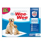 Four Paws Wee-Wee Lot de 150 Tapis hygiéniques de Performance supérieure pour Chiens, Anti-fuites, Tapis d'apprentissage de la propreté matelassés pour Chien et Chiot, Non parfumés, 55,9 x 58,4 cm