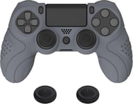 Protection Manette Pour Ps4,Coque Manette Pour Ps4 Pro,Coque En Silicone Pour Ps4 Slim,Housse Manette Ergonomique Avec Capuchon Joystick Pour Ps4-Gris(Guardian Edition)