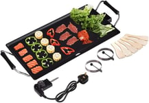 Electric Teppanyaki Grill Table 1800W/2000W Non-Stick Griddle with Wooden Shovel