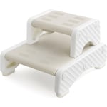 Marchepied Enfant 2 en 1 - Tabouret Séparable - Escabeau Antidérapant - Pour salle de bain et cuisine - Blanc gris