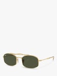 Ray-Ban RB3719 Unisex Oval Sunglasses, Gold/Green