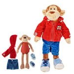 sigikid, Fille et Garçon, Peluche d'Activités Singe, Rouge/Bleu foncé, 40989