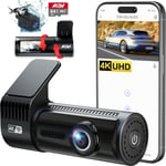 Dashcam Voiture Avant Arrière 4K+1080P WiFi Caméra Voiture avec Carte SD 64GB,Enregistrement en Boucle,G-Sensor,APP,Vision Nocturne,170°140°Grand Angle,Supercondensateur Sûr,Mode Stationnement(Q32)