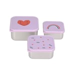 Lässig Boîte à goûter Enfants Set de 3 boîtes à pain en acier inoxydable/Snackbox Stainless Steel Happy Rascals Heart