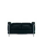 Cassina - LC2 2-Seater Sofa Chrome Frame, Feather Pad, LCX 13X414 - Soffor - Charlotte Perriand,Le Corbusier,Pierre Jeanneret - Svart