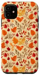 Coque pour iPhone 11 Charmant motif feuilles et fleurs colorées sur le thème de l'automne