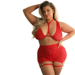 Fantasy Lingerie Tease VAUGHN Bralett, G-streng og Skjørt med Strømpeholdere Plus Size - Rød - XL/2XL