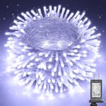 175 fot julbelysning utomhus, 500 LED julslingor med 8 White 75ft