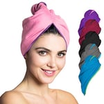 Turban cheveux microfibre, serviette spéciale turban pour le séchage doux et rapide, serviette de cheveux pour mixte adulte, 1 pièce, rose - lilas