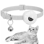 AirTag katthalsband, kattunge halsband breakaway AirTag katthalsband med AirTag hållare och klocka för flickor pojkar katter valpar[HK] 1st pc white