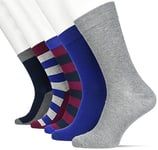 JACK & JONES Men's Jacclassic Stripe Socks Pack of 5, Purple Potion/Pack: Nautical Blue-Navy Blazer-Mid Grey Melange-Light Grey Melange, One Size