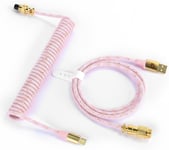 C03 CÂBLE USB C SPIRALÉ POUR CLAVIER DE JEU, CABLE USB C TRESSÉ POUR CLAVIER MÉCANIQUE IN STARLIGHT NYLON AVEC AVIATEUR EN MÉTAL DORÉ AMOVIBLE, TYPE-C VERS USB-A CÂBLE DE CLAVIER -[KEY231416]