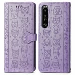 Yhteensopiva Sony Xperia 1 Iii Cartoon Cat Dog -lompakkokotelon kanssa, nahkainen läppäpuhelinkotelo luottokorttipaikoilla