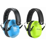 Procase 2 Casque Anti Bruit Enfant, Casque Pliable Réglable Confortable, avec Une Atténuation de SNR 34dB, Serre-tête Souple pour Milieu Bruyant ou Stressant-Vert Bleu