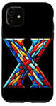 Coque pour iPhone 11 Lettre initiale du nom de l'alphabet X dans le style artistique du vitrail