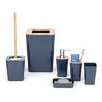 6-Piece Bathroom & Sink Accessory Set with Bamboo Trim