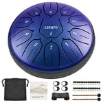 LEKATO Steel Tongue Drum, Mini Handpan Drum 6 Inch 11 Notes D Major, Alloy Steel Percussion Instruments for Meditation Yoga Musical Education, Ethereal Balmy Drum for Adult Beginner, Blue Pearl