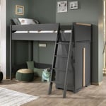 Pack - Lit Mezzanine Enfant & Armoire "London" Anthracite