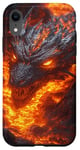 Coque pour iPhone XR Dragon de feu en fusion sortant des profondeurs de lave ardente