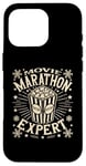 Coque pour iPhone 16 Pro Movie Marathon Expert, motif de pop-corn rétro