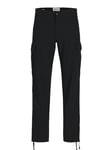 JACK & JONES Mens Cargo Combat Trouser Relaxed Fit Button Fastening Pants for Men UK, Black- 32W / 30L