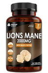 Lions Mane Mushroom Extract Supplement 2000mg - 180 High Strength Vegan Tablets with Black Pepper - (Not Powder or Capsules) Made in The UK by New Leaf Products