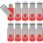 10-pack USB minnen USB 2.0 tumenhet Bulk-pack Snurrbar Memory Stick Vik lagring Jump Drive Zip Drive 10 Pack Red 16GB