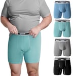 Charm Karter Mens Big and Tall Boxer Briefs - Men Moisture Wicking Long Leg Underwear 2XL 3XL 4XL Multipack Gifts